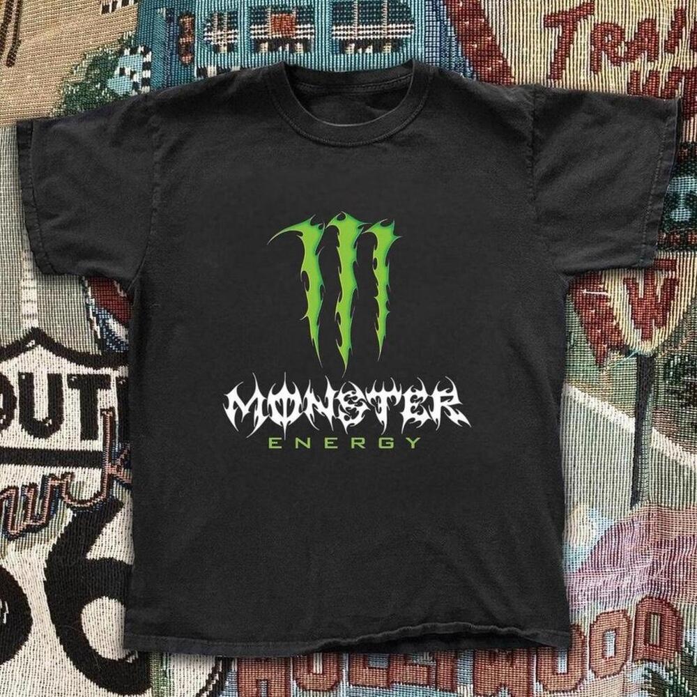 Black Monster Energy T-Shirt With Green Accents